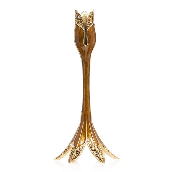 Load image into Gallery viewer, Jay Strongwater Abraham - Tulip Medium Candlestick Holder - Golden Topaz