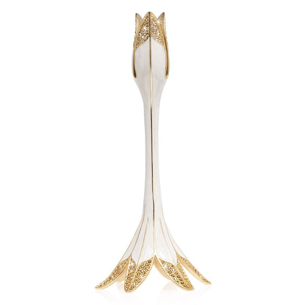 Load image into Gallery viewer, Jay Strongwater Abraham - Tulip Medium Candlestick Holder - White Pearl