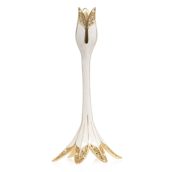 Load image into Gallery viewer, Jay Strongwater Abraham - Tulip Medium Candlestick Holder - White Pearl