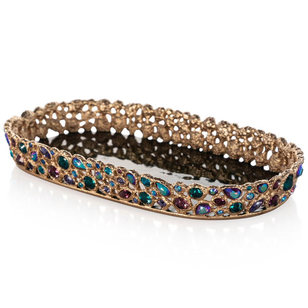 Load image into Gallery viewer, Jay Strongwater Julius Bejeweled Tray - Peacock
