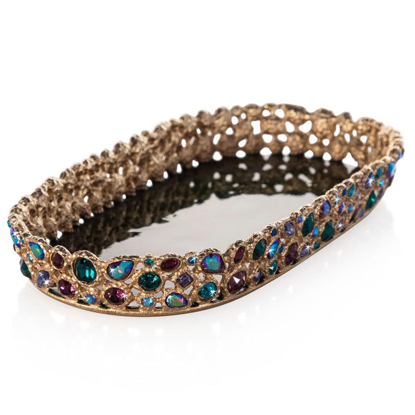 Load image into Gallery viewer, Jay Strongwater Julius Bejeweled Tray - Peacock