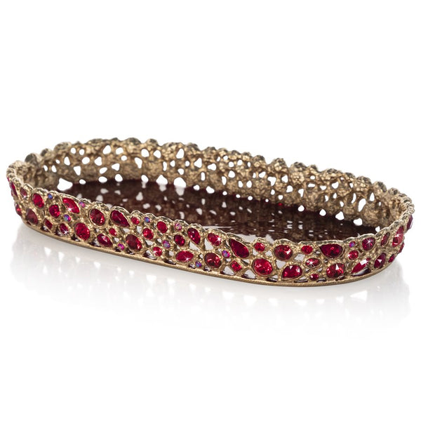 Load image into Gallery viewer, Jay Strongwater Julius Bejeweled Tray - Ruby