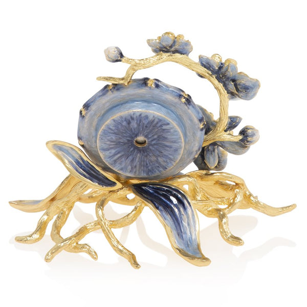 Load image into Gallery viewer, Jay Strongwater Tara Orchid Clock - Delft Garden Blue