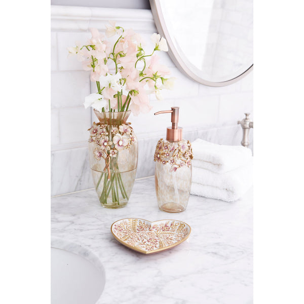 Load image into Gallery viewer, Jay Strongwater Aria Floral Heart Trinket Tray - Pink