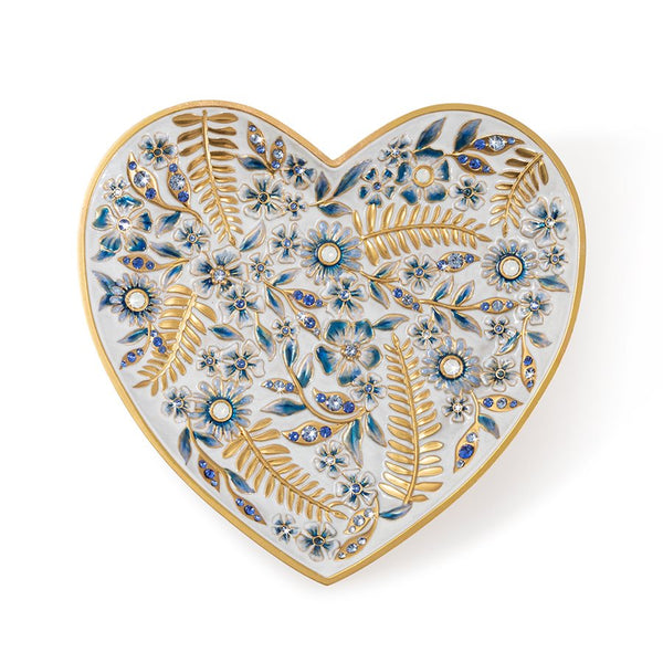 Load image into Gallery viewer, Jay Strongwater Aria Floral Heart Trinket Tray - Blue