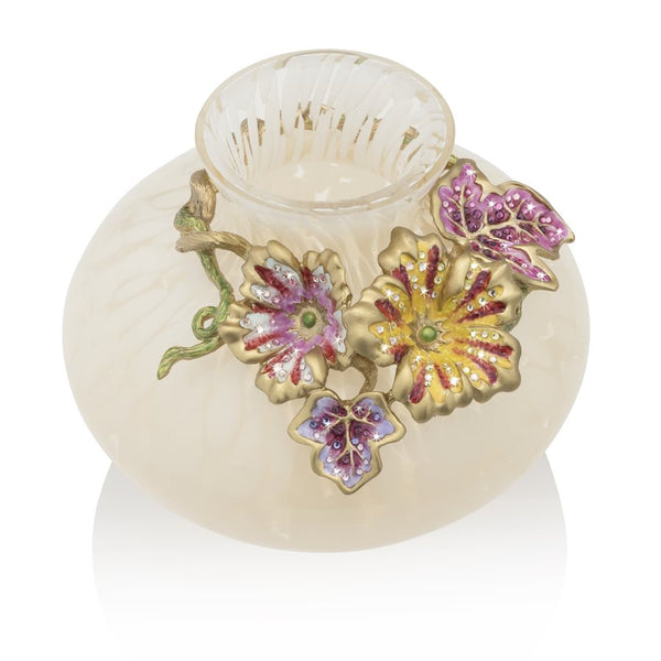 Load image into Gallery viewer, Jay Strongwater Holland Leaf and Flower Vase - Flora