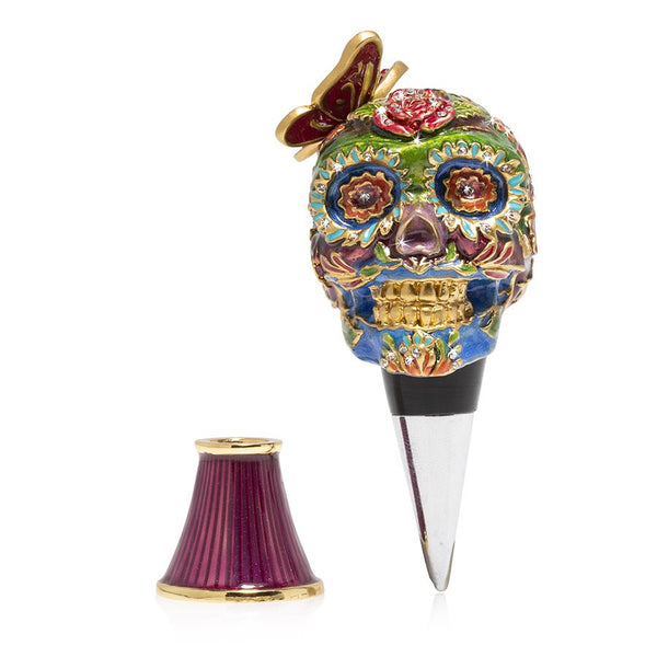 Load image into Gallery viewer, Jay Strongwater Calavera - Skull Wine Stopper and Stand