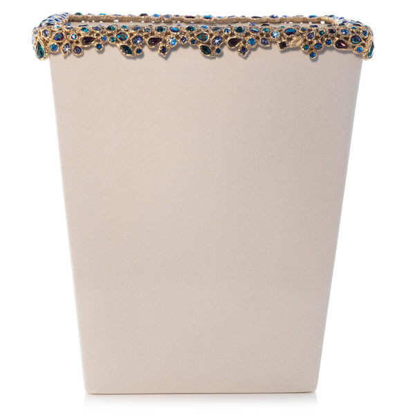 Load image into Gallery viewer, Jay Strongwater Esther Bejeweled Trash Bin - Peacock