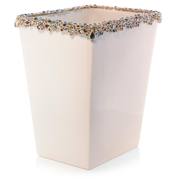 Load image into Gallery viewer, Jay Strongwater Esther Bejeweled Trash Bin - Peacock