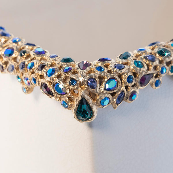 Load image into Gallery viewer, Jay Strongwater Esther Bejeweled Trash Bin - Peacock