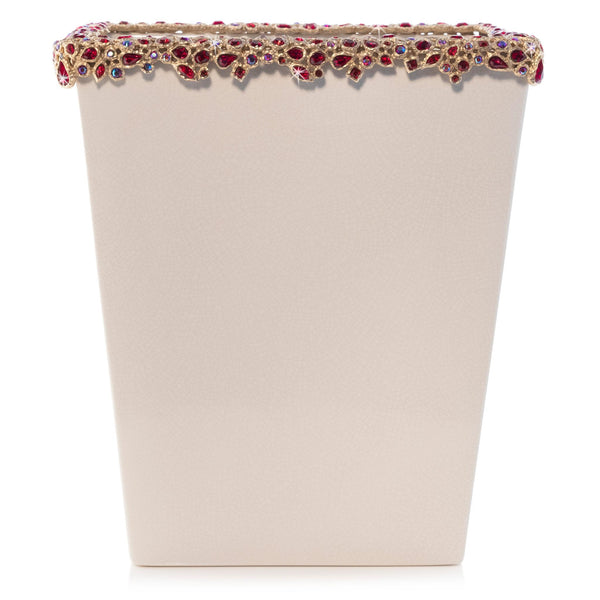 Load image into Gallery viewer, Jay Strongwater Esther Bejeweled Trash Bin - Ruby