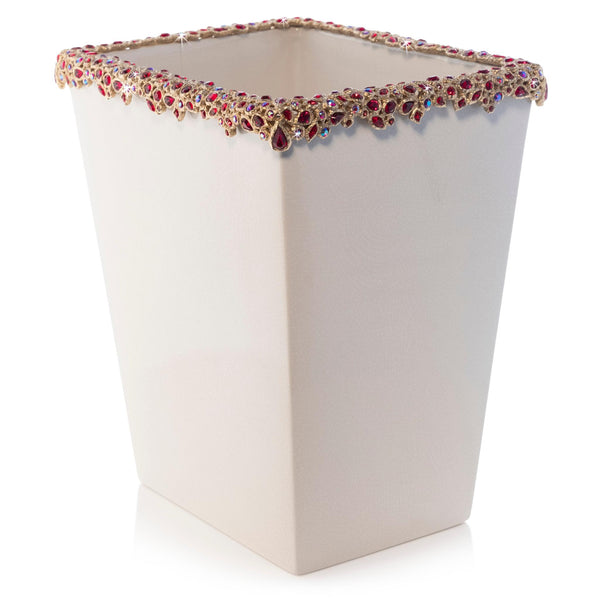 Load image into Gallery viewer, Jay Strongwater Esther Bejeweled Trash Bin - Ruby