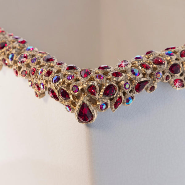 Load image into Gallery viewer, Jay Strongwater Esther Bejeweled Trash Bin - Ruby