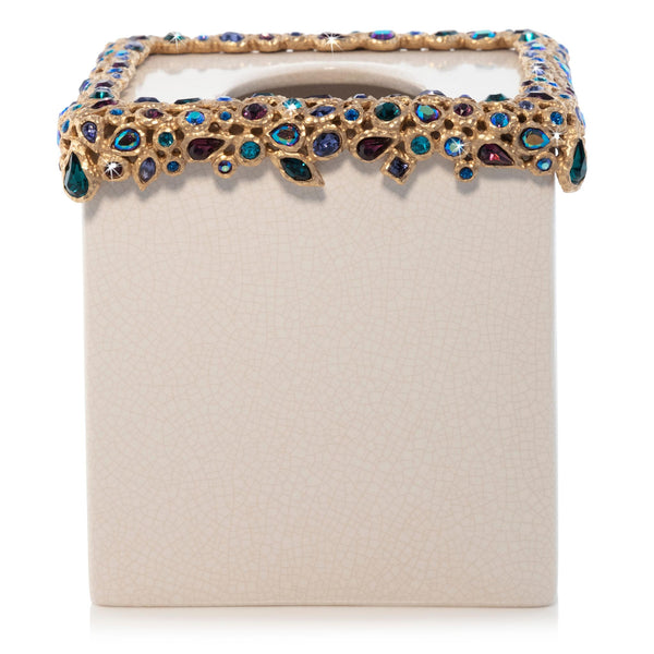 Load image into Gallery viewer, Jay Strongwater Emerson Bejeweled Tissue Box - Peacock