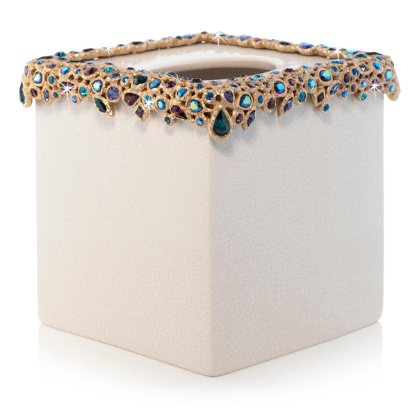 Load image into Gallery viewer, Jay Strongwater Emerson Bejeweled Tissue Box - Peacock