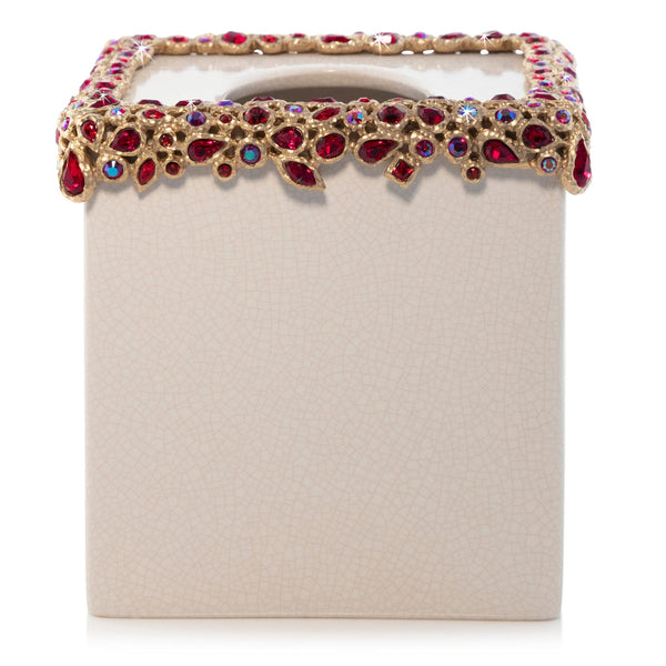 Load image into Gallery viewer, Jay Strongwater Emerson Bejeweled Tissue Box - Ruby