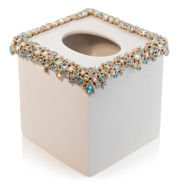 Load image into Gallery viewer, Jay Strongwater Emerson Bejeweled Tissue Box - Oceana