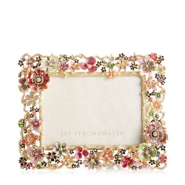 Load image into Gallery viewer, Jay Strongwater Ophelia Cluster Floral 5" x 7" Frame - Jewel