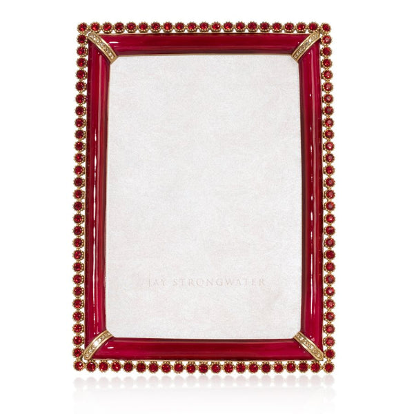 Load image into Gallery viewer, Jay Strongwater Lorraine 4" x 6" Frame - Ruby