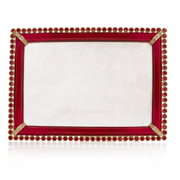 Load image into Gallery viewer, Jay Strongwater Lorraine 4" x 6" Frame - Ruby