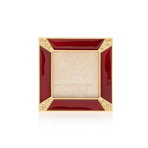 Load image into Gallery viewer, Jay Strongwater Leland Pave Corner 2" Frame - Ruby Red