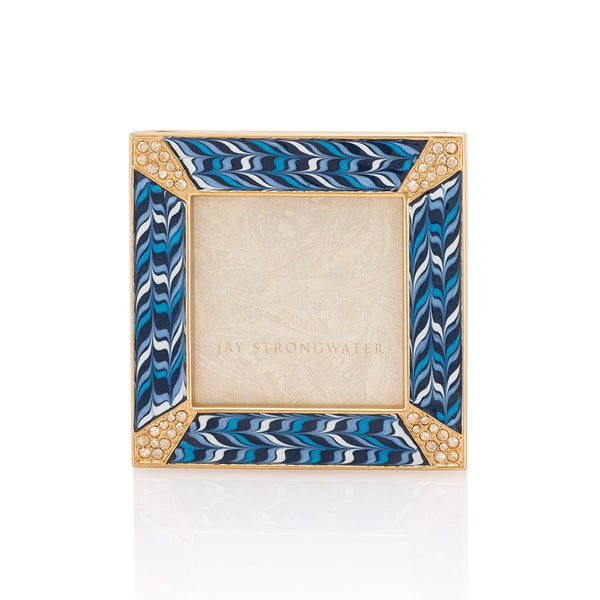 Load image into Gallery viewer, Jay Strongwater Leland Pave Corner 2" Frame - Indigo Sapphire