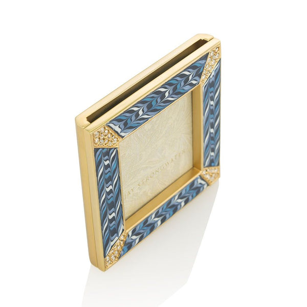 Load image into Gallery viewer, Jay Strongwater Leland Pave Corner 2" Frame - Indigo Sapphire