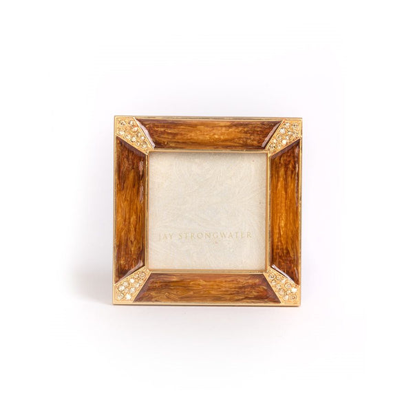 Load image into Gallery viewer, Jay Strongwater Leland Pave Corner 2" Square Frame - Golden Topaz