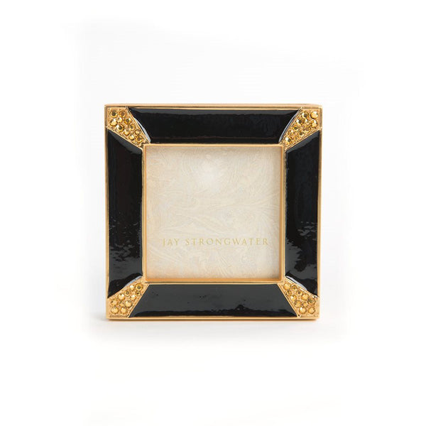 Load image into Gallery viewer, Jay Strongwater Leland Pave Corner 2" Square Frame - Black