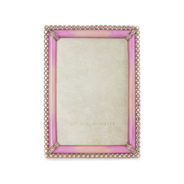 Load image into Gallery viewer, Jay Strongwater Lorraine Stone Edge 4" x 6" Frame - Rose