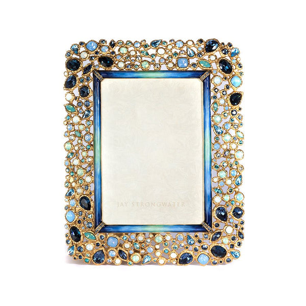 Load image into Gallery viewer, Jay Strongwater Javier Bejeweled 5" x 7" Frame - Oceana