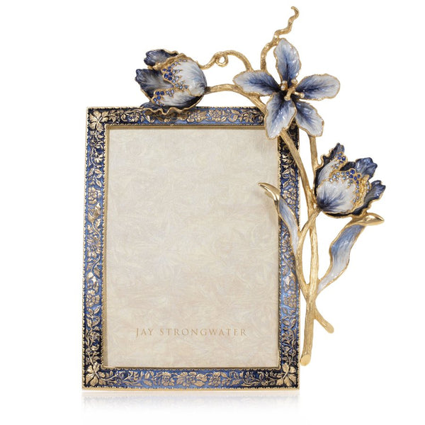 Load image into Gallery viewer, Jay Strongwater Margery Tulip 5" x 7" Frame - Delft Garden Blue