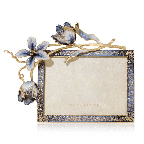 Load image into Gallery viewer, Jay Strongwater Margery Tulip 5" x 7" Frame - Delft Garden Blue