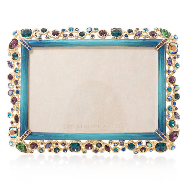 Load image into Gallery viewer, Jay Strongwater Bejeweled 4" x 6" Frame - Peacock