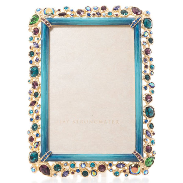 Load image into Gallery viewer, Jay Strongwater Bejeweled 4" x 6" Frame - Peacock