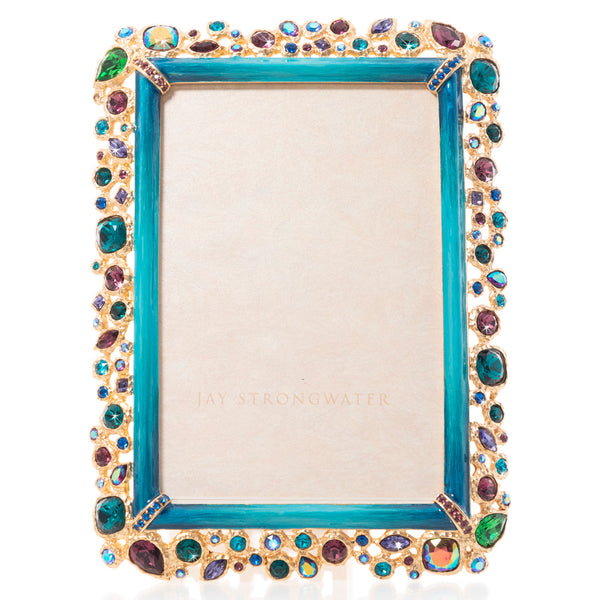 Load image into Gallery viewer, Jay Strongwater Bejeweled 4" x 6" Frame - Peacock