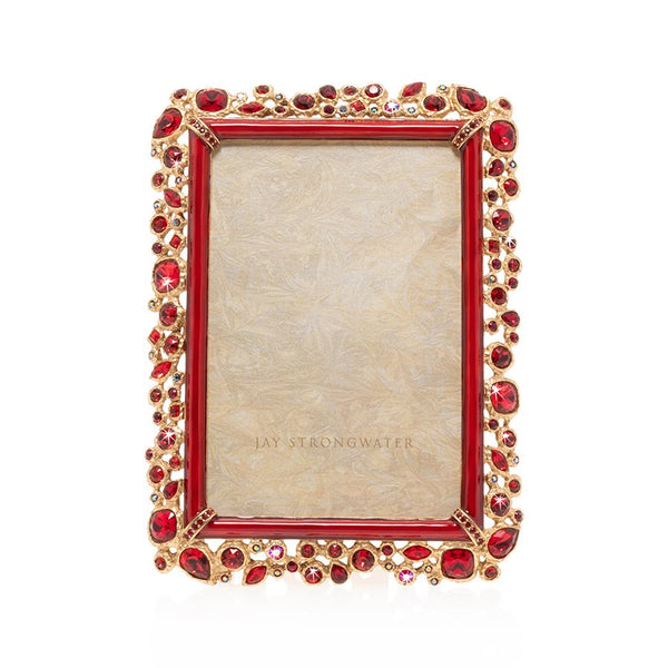 Load image into Gallery viewer, Jay Strongwater Emery Bejeweled 4" x 6" Frame - Ruby