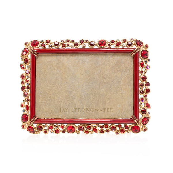 Load image into Gallery viewer, Jay Strongwater Emery Bejeweled 4" x 6" Frame - Ruby