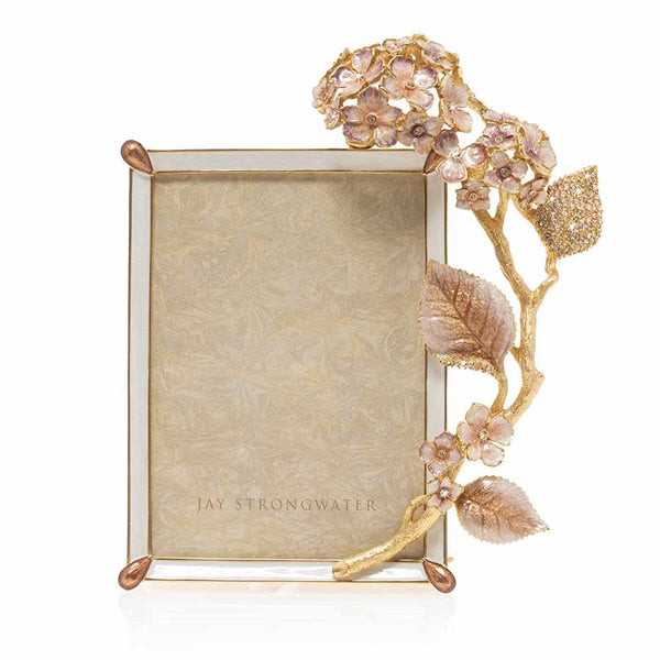Load image into Gallery viewer, Jay Strongwater Gail Hydrangea 5 x 7 Frame - Pink and Gold