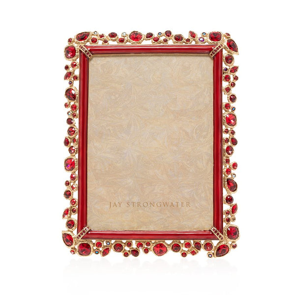 Load image into Gallery viewer, Jay Strongwater Leslie Bejeweled 5" x 7" Frame - Ruby