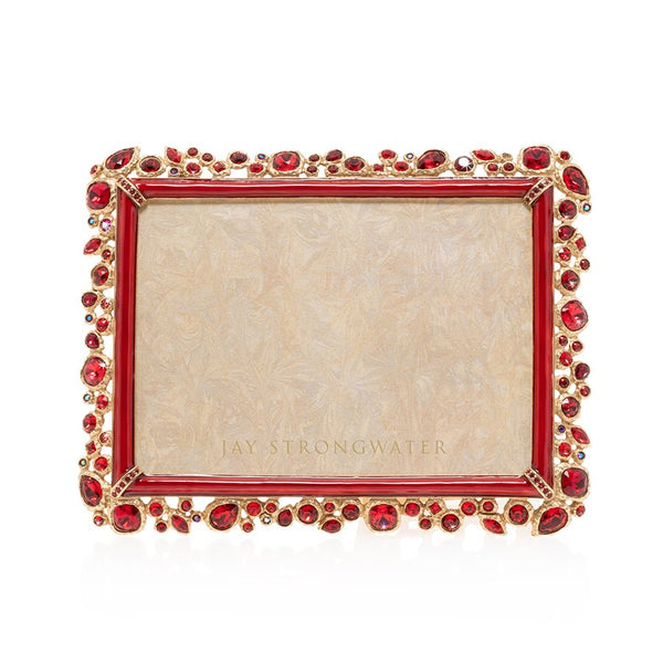 Load image into Gallery viewer, Jay Strongwater Leslie Bejeweled 5" x 7" Frame - Ruby