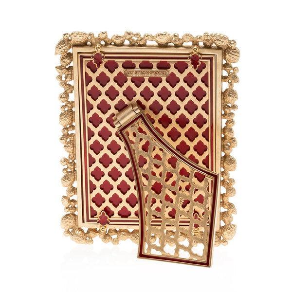 Load image into Gallery viewer, Jay Strongwater Leslie Bejeweled 5" x 7" Frame - Ruby