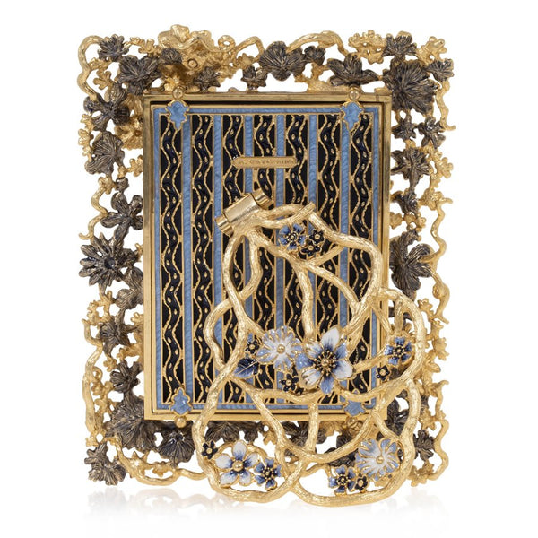 Load image into Gallery viewer, Jay Strongwater Ophelia Cluster Flower 5" x 7" Frame - Delft Garden Blue