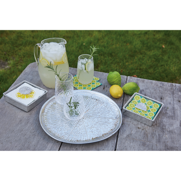Load image into Gallery viewer, Mariposa Green Lime Wedge (1767) Beaded Napkin Box Set