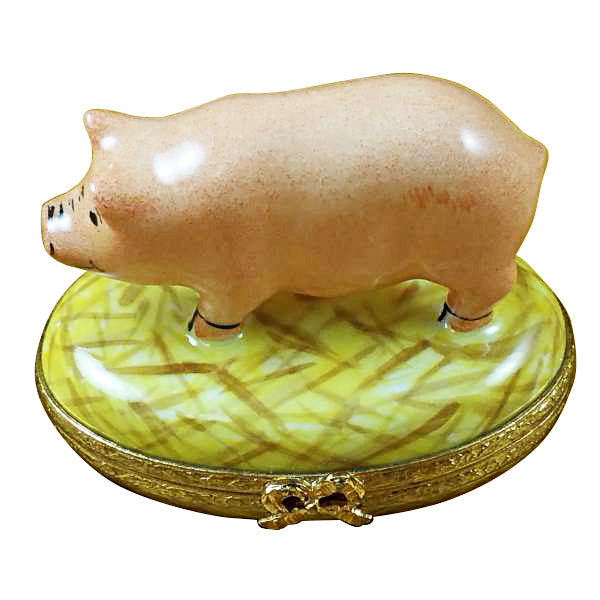Load image into Gallery viewer, Pig on Straw Limoges Box