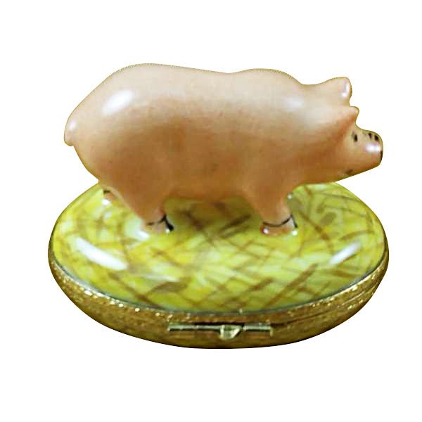 Load image into Gallery viewer, Pig on Straw Limoges Box