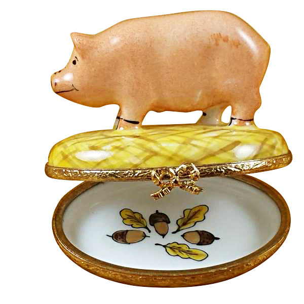 Load image into Gallery viewer, Pig on Straw Limoges Box