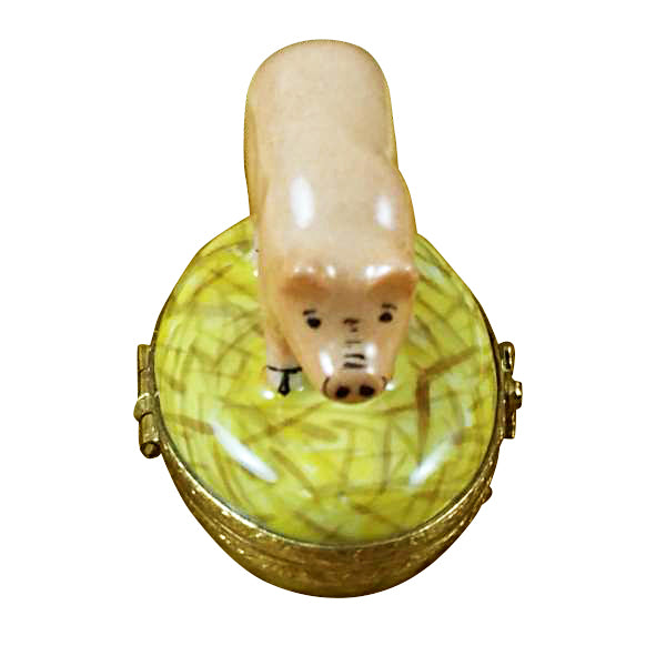 Load image into Gallery viewer, Pig on Straw Limoges Box