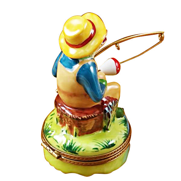 Load image into Gallery viewer, Frog Fishing Limoges Box