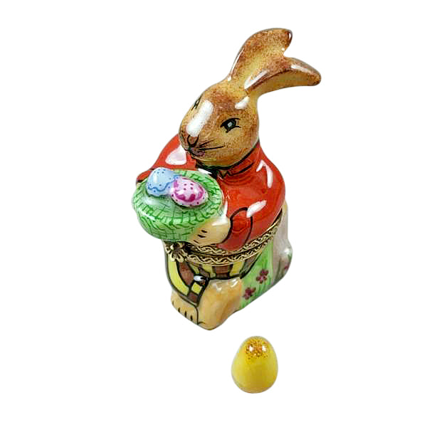 Load image into Gallery viewer, Brown Easter Rabbit with Removable Egg Limoges Box